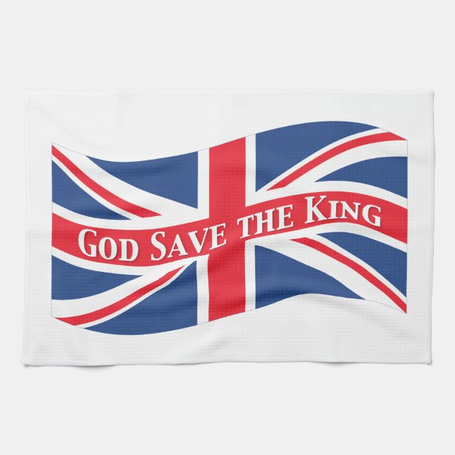 God Save the King with Union Jack Kitchen Towel (Horizontal)