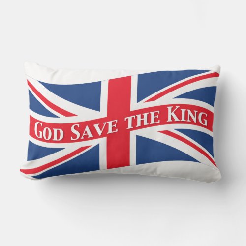 God Save the King with Union Jack Lumbar Pillow