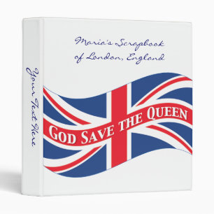 God Save the Queen with Union Jack 3 Ring Binder