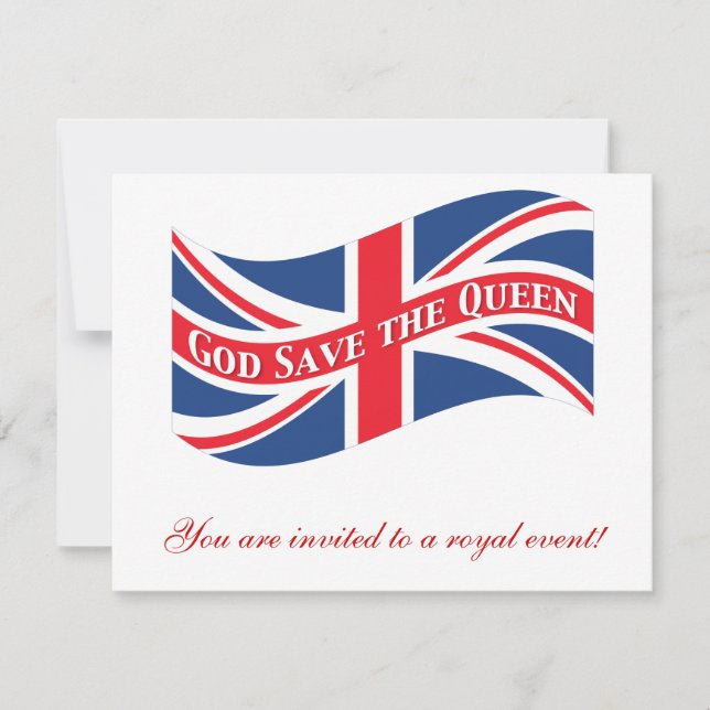 God Save the Queen with Union Jack Invitation (Front)