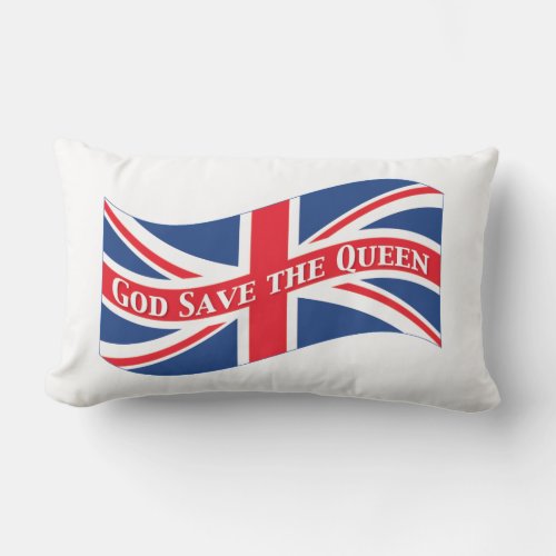 God Save the Queen with Union Jack Lumbar Pillow