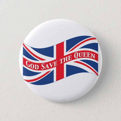 God Save the Queen with Union Jack Pinback Button