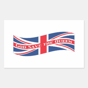 God Save the Queen with Union Jack Rectangular Sticker