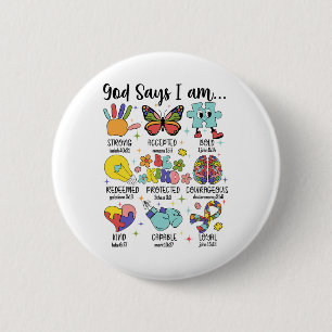 God Say I Am Strong Christian Autism Awareness  Button