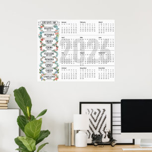 God says I am, 2026 Full year calendar Poster