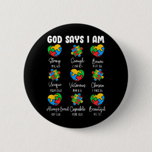 God Says I Am - Au Awareness Christian Bible Verse Button