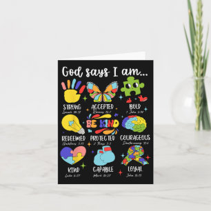 God Says I Am Be Kind Autism Awareness Sped Women  Card