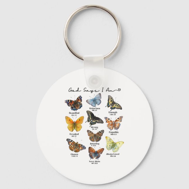 God Says I Am Bible Verse Religious Christian Butt Keychain (Front)