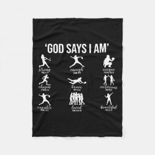God Says I Am Bible Verse Religious Christian Soft Fleece Blanket