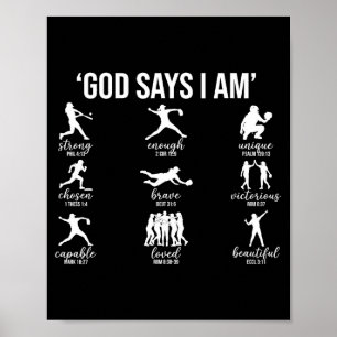 God Says I Am Bible Verse Religious Christian Soft Poster