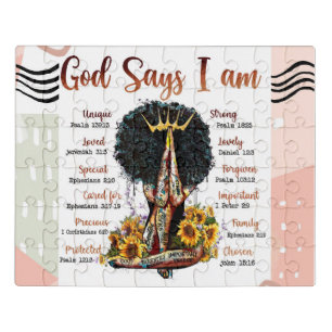 God Says I AM Black Christian Women Jigsaw Puzzle