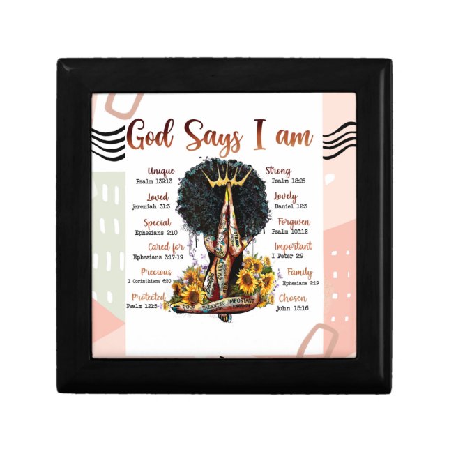 God Says I AM Black Christian Women Melanin Queen Gift Box (Front)