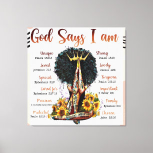 God Says I AM Black Christian Women Melanin Sista Canvas Print