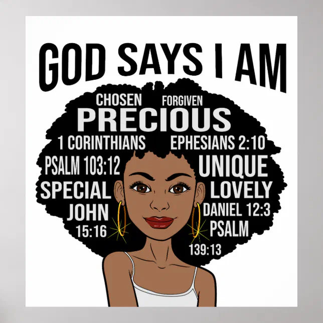 God Says I AM Black Christian Women Melanin Sista Poster | Zazzle
