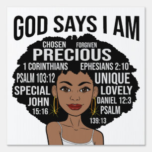 God Says I AM Black Christian Women Melanin Sista Sign