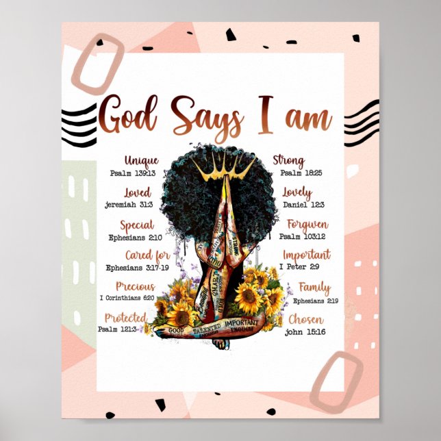 God Says I AM Black Christian Women Poster (Front)