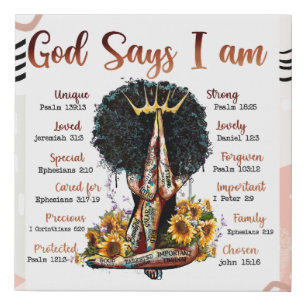 God Says I Am Black Queen Faux Canvas Print