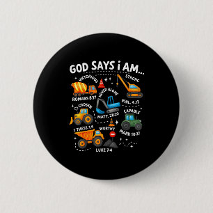 God Says I Am Christian Bible Verses Boys Construc Button