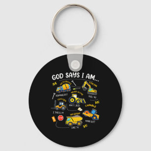 God Says I Am Christian Bible Verses Boys Construc Keychain