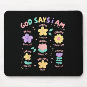 God Says I Am Flower Lover Kids Girl Christian Bib Mouse Pad