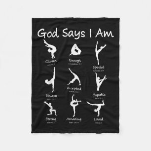 God Says I Am Gymnastics Teen Girl Toddler Cute Ch Fleece Blanket