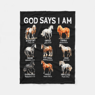 God Says I Am Horse Christian Girl Teen Boy Bible Fleece Blanket