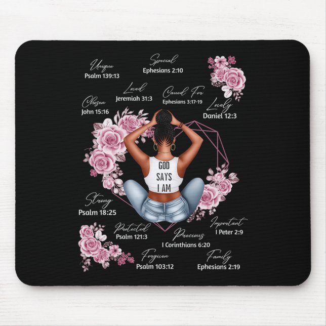 God Says I Am Melanin Black History Month African  Mouse Pad (Front)