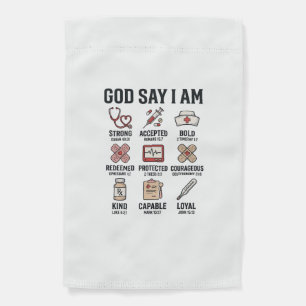 God Says I Am Nurse Faith Vintage Engraving Design Garden Flag