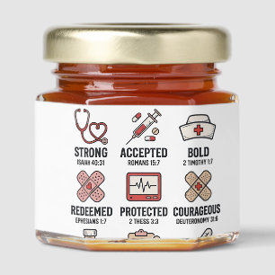 God Says I Am Nurse Faith Vintage Engraving Design Honey Jar Favors