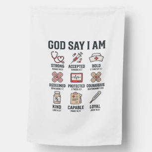 God Says I Am Nurse Faith Vintage Engraving Design House Flag