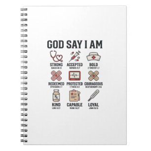 God Says I Am Nurse Faith Vintage Engraving Design Notebook