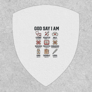 God Says I Am Nurse Faith Vintage Engraving Design Patch