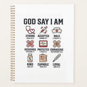 God Says I Am Nurse Faith Vintage Engraving Design Planner