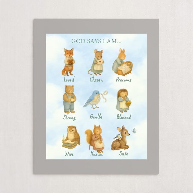God Says I Am – Scripture Declaration Nursery Wal Poster (Creator Uploaded)