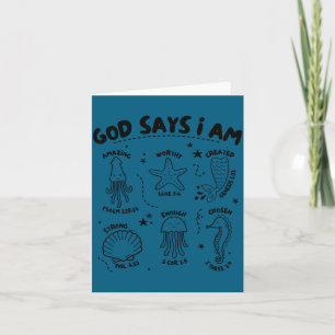 God Says I Am Sea Animal Funny Christian Kids Boys Card
