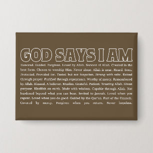 God Says I Am Strong Muslim Faith Inspirational Button