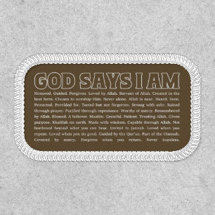 God Says I Am Strong Muslim Faith Inspirational Patch