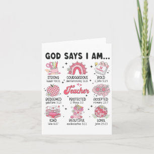 God Says I Am Teacher Valentine Christian Bible  Card