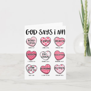 God Says I Am Valentine Candy Christian Religious  Card