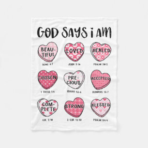 God Says I Am Valentine Candy Christian Religious Fleece Blanket