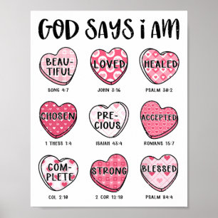 God Says I Am Valentine Candy Christian Religious  Poster