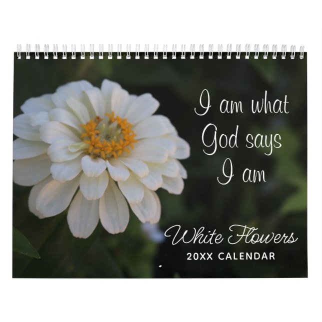God Says I am White Floral Calendar (Cover)