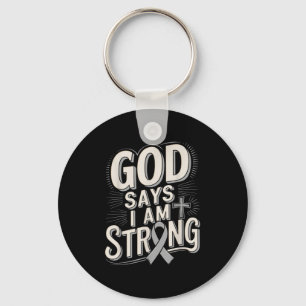 God Says Im Strong Survivor Diabetes Awareness Keychain