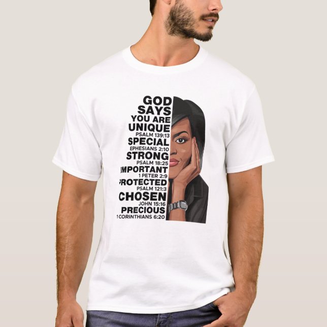 God Says Michelle Obama Women History Month Love M T-Shirt (Front)