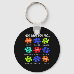 God Says You Are Autism Awareness Puzzle Be Kind C Keychain
