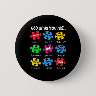 God Says You Are Bible Verses Christian Autism Awa Button