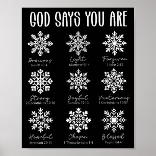 God Says You Are Christian Snowflake Christmas Bib Poster