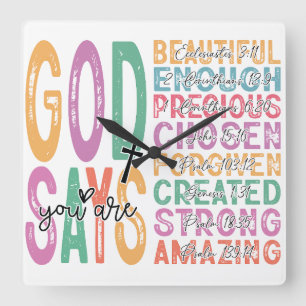 God Says You Are Enough Square Wall Clock