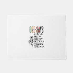 God Says You Are Faith Flower Vintage Shirt Design Doormat