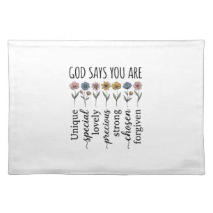 God Says You Are Floral Christian Vector Design_1 Cloth Placemat